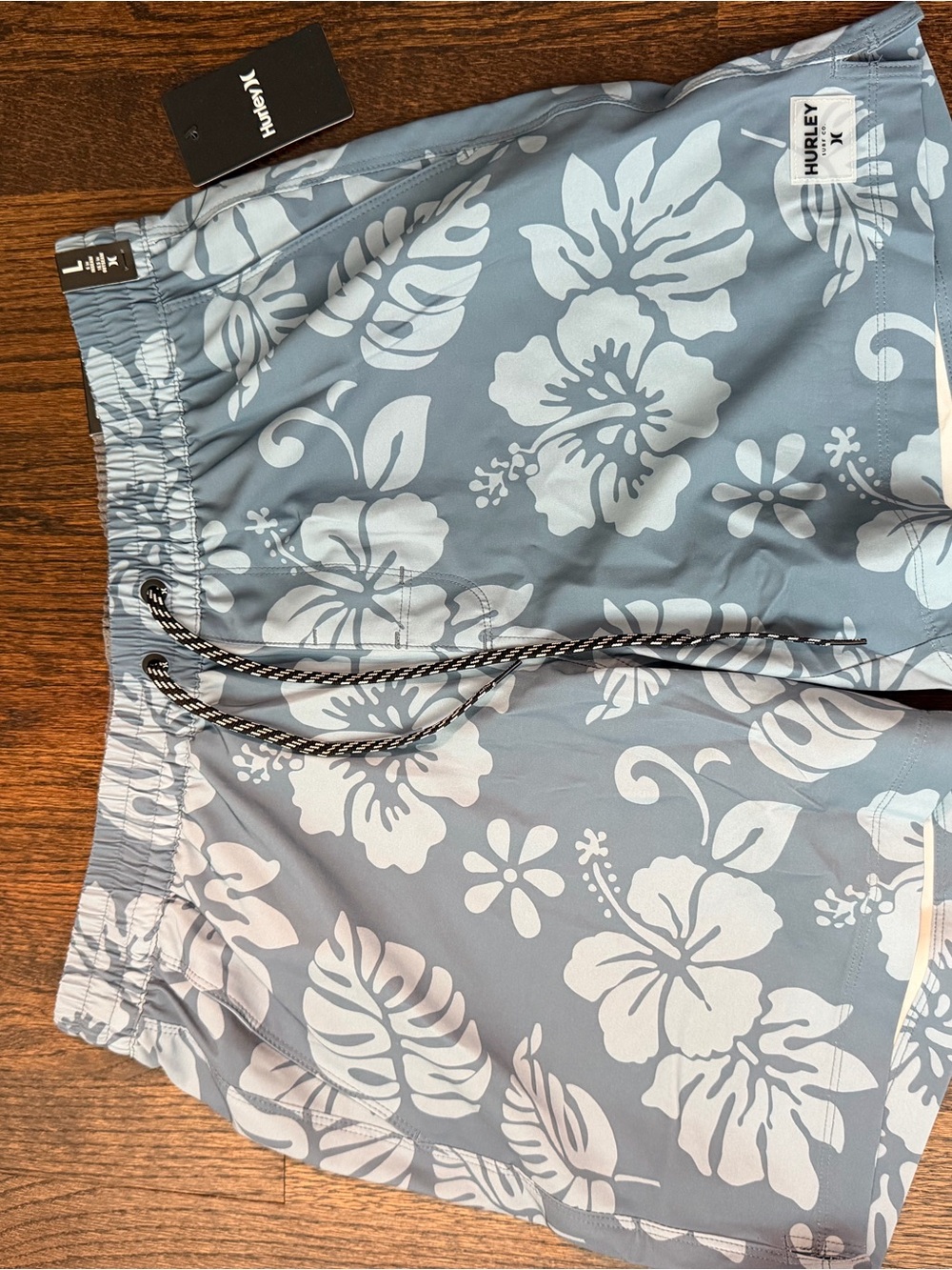 Hurley Light Blue and White Floral Men’s Swim Trunks